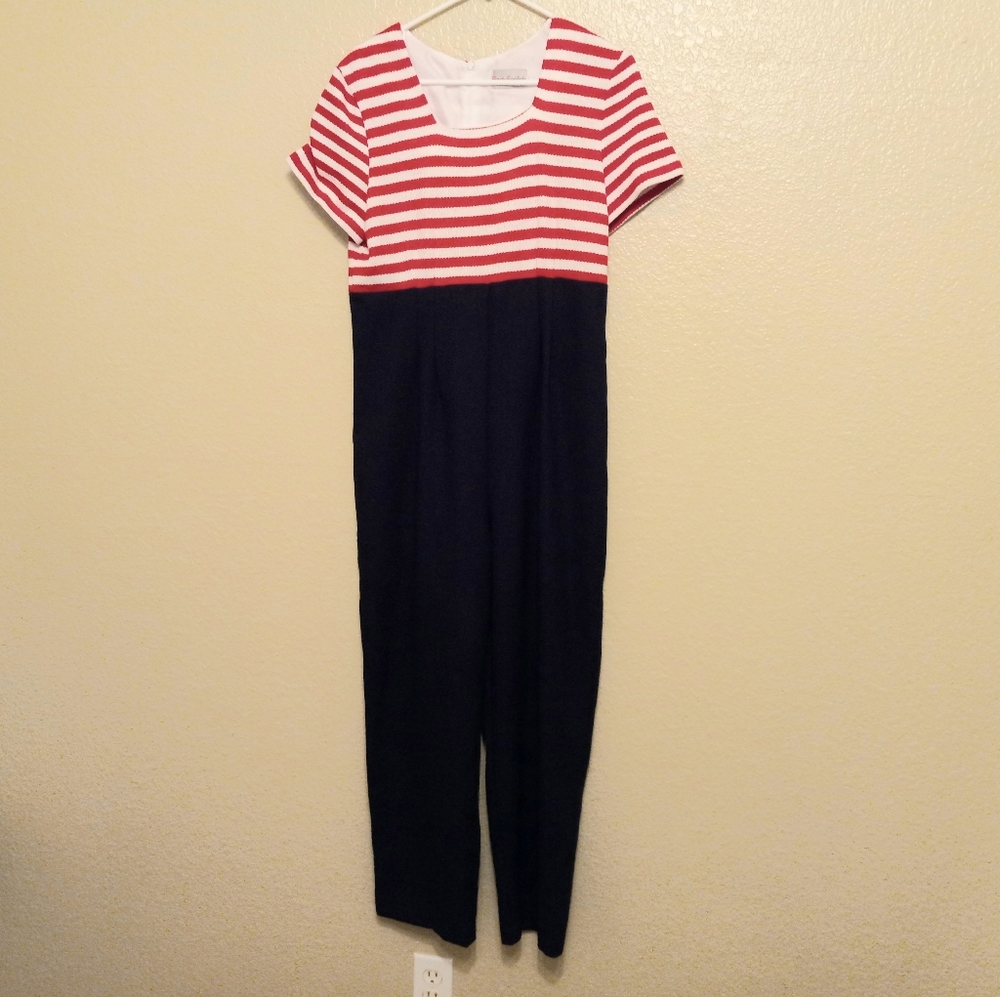 Body English Vintage Nautical Striped Jumpsuit